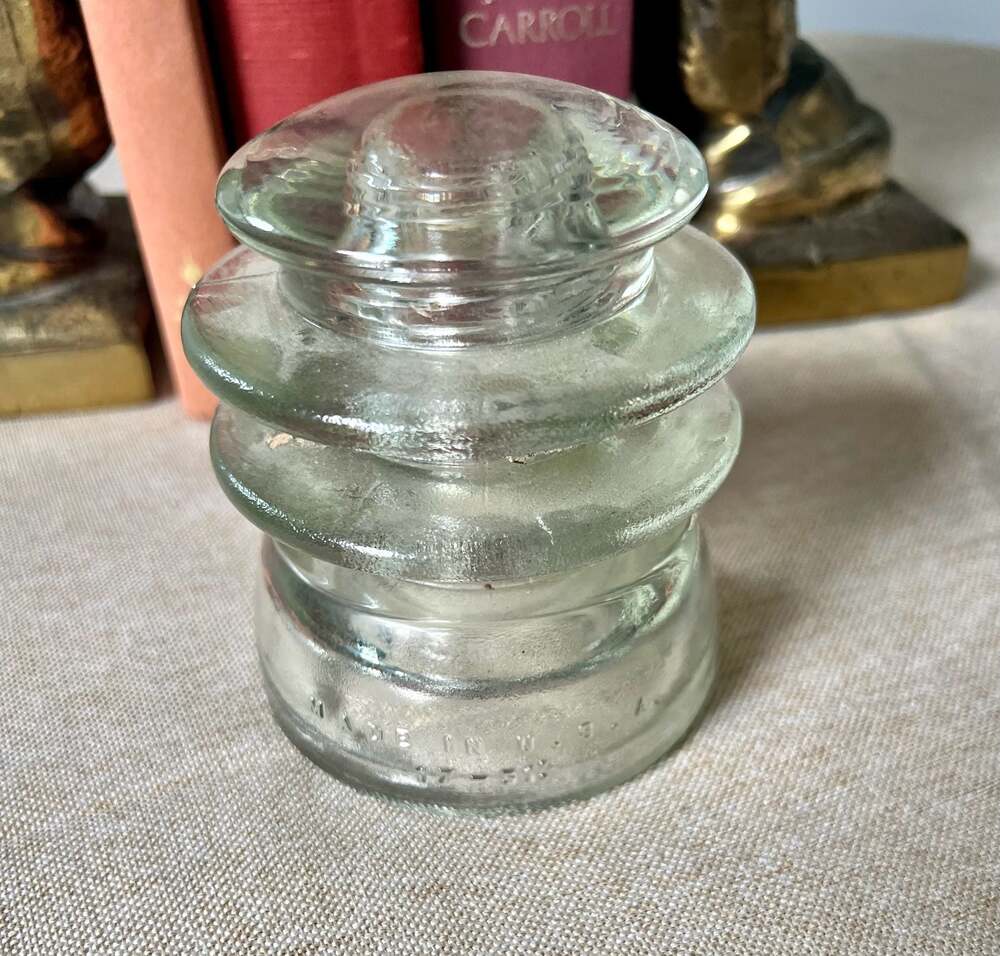 Vintage Hemingray 56 Clear Glass Electrical Insulator Made in USA